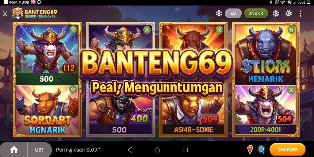 Tampilan gameplay menawan dalam permainan Slot BANTENG69.