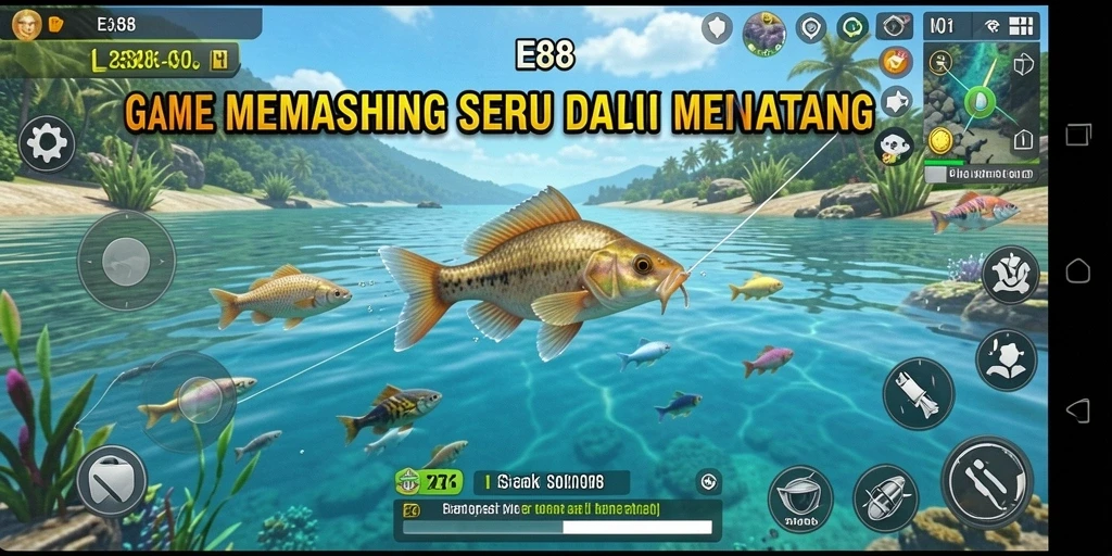 Tampak serunya gameplay E88 dengan aksi memancing yang mendebarkan.