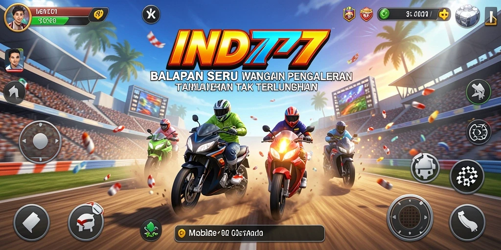Screenshot gameplay IND777 menampilkan balapan yang intens dan grafis menawan.