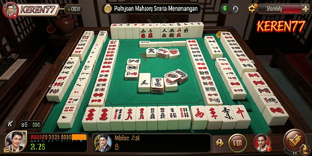 Screenshot KEREN77 menampilkan aksi permainan Mahjong yang mendebarkan.