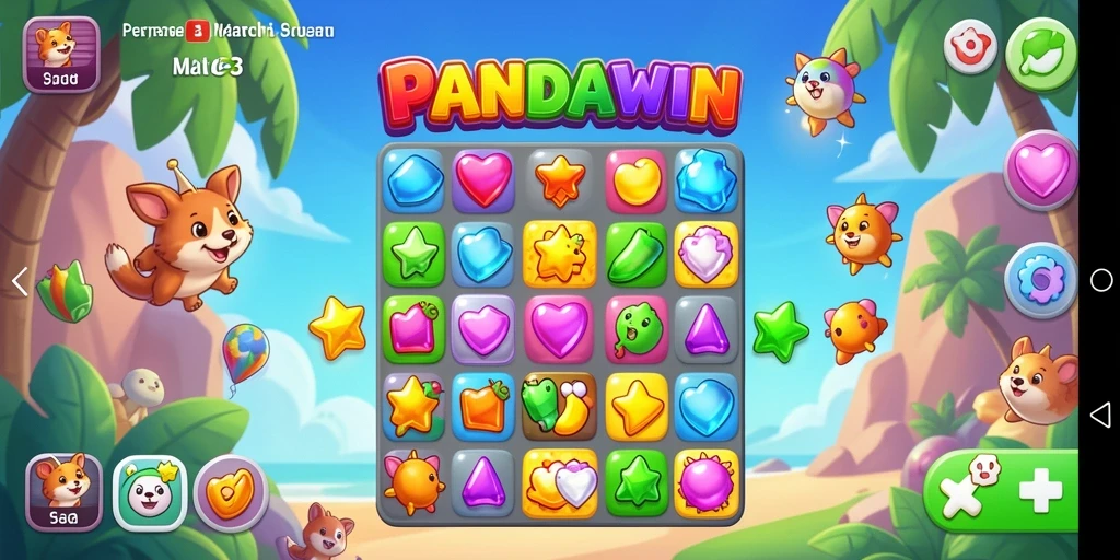Tampilan gameplay seru di PANDAWIN saat mencocokkan elemen.
