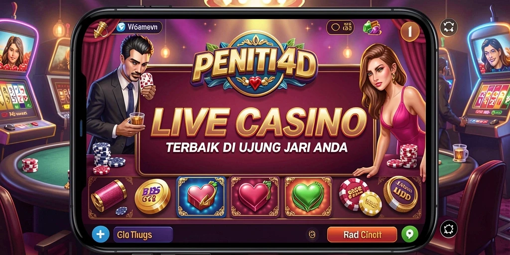 Screenshot PENITI4D menampilkan dealer profesional dan antarmuka permainan Live Casino.