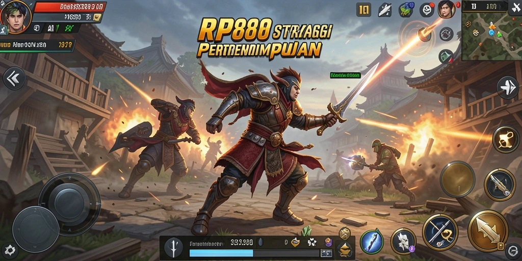 Screenshot menampilkan aksi intens dalam permainan strategi RP8888.