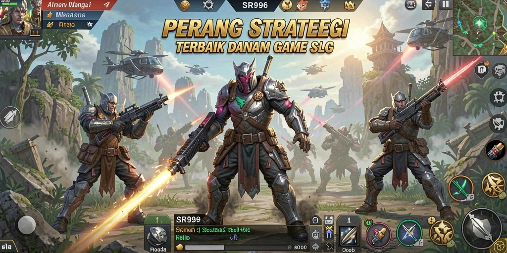 Screenshot utama SR996 menampilkan aksi pertempuran SLG yang seru.