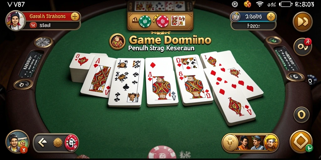Tangkapan layar permainan Domino V87 dengan suasana yang menegangkan.