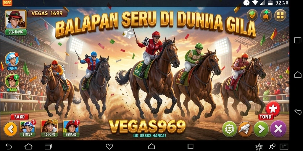 Tampilan menarik dari gameplay balapan yang mendebarkan di VEGAS969.
